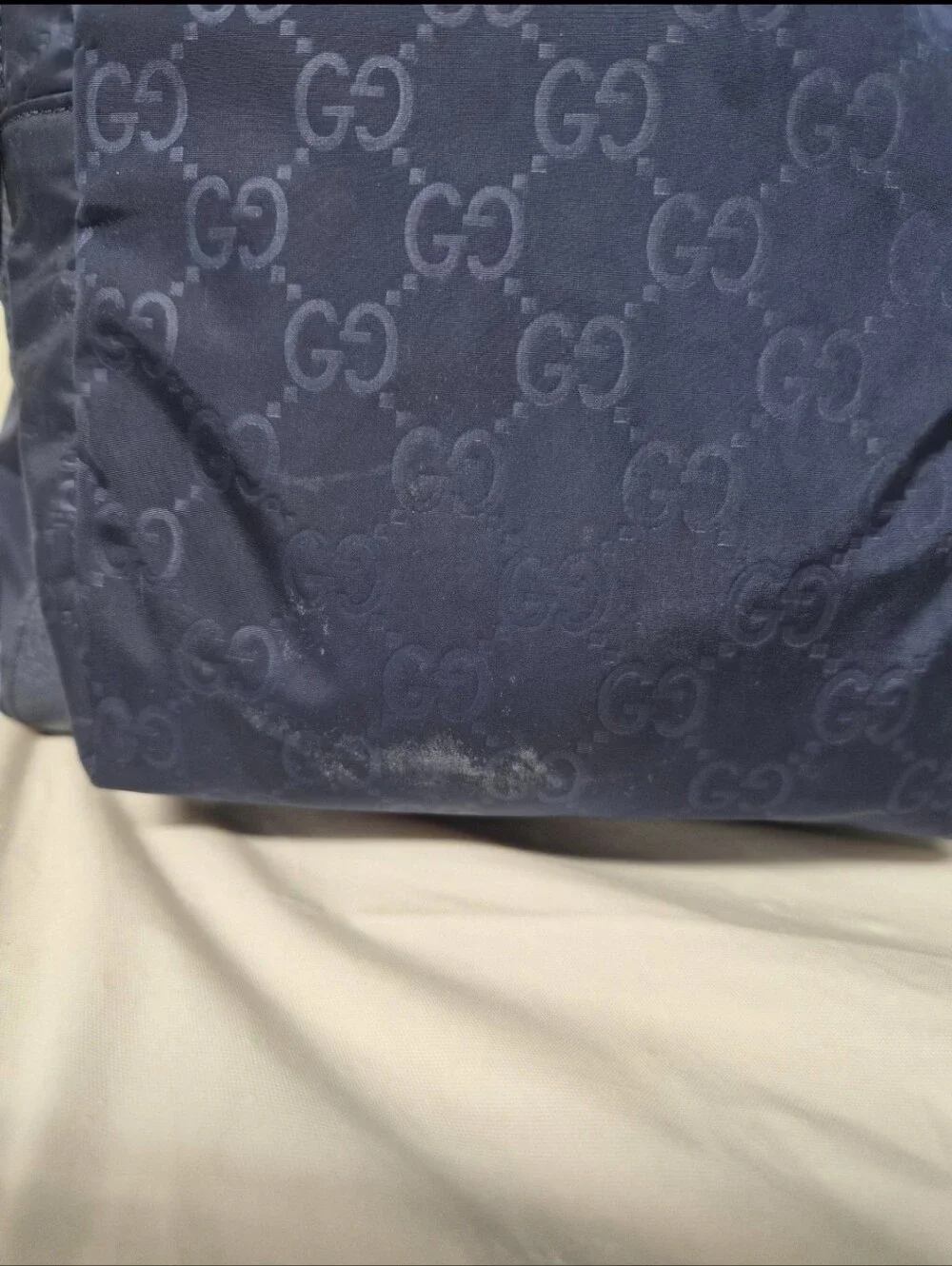 Authentic Gucci Blue Guccissima Nylon and Leather Light Backpack